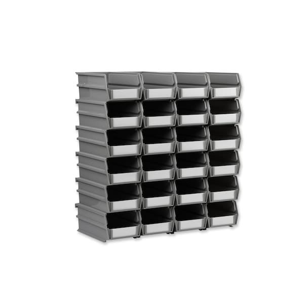 Triton Products Stacking Hanging Interlocking Bins, Polypropylene, Gray, 7-3/8" L x 4-1/8" W x 3" H, 24 CT 3-220GR - main
